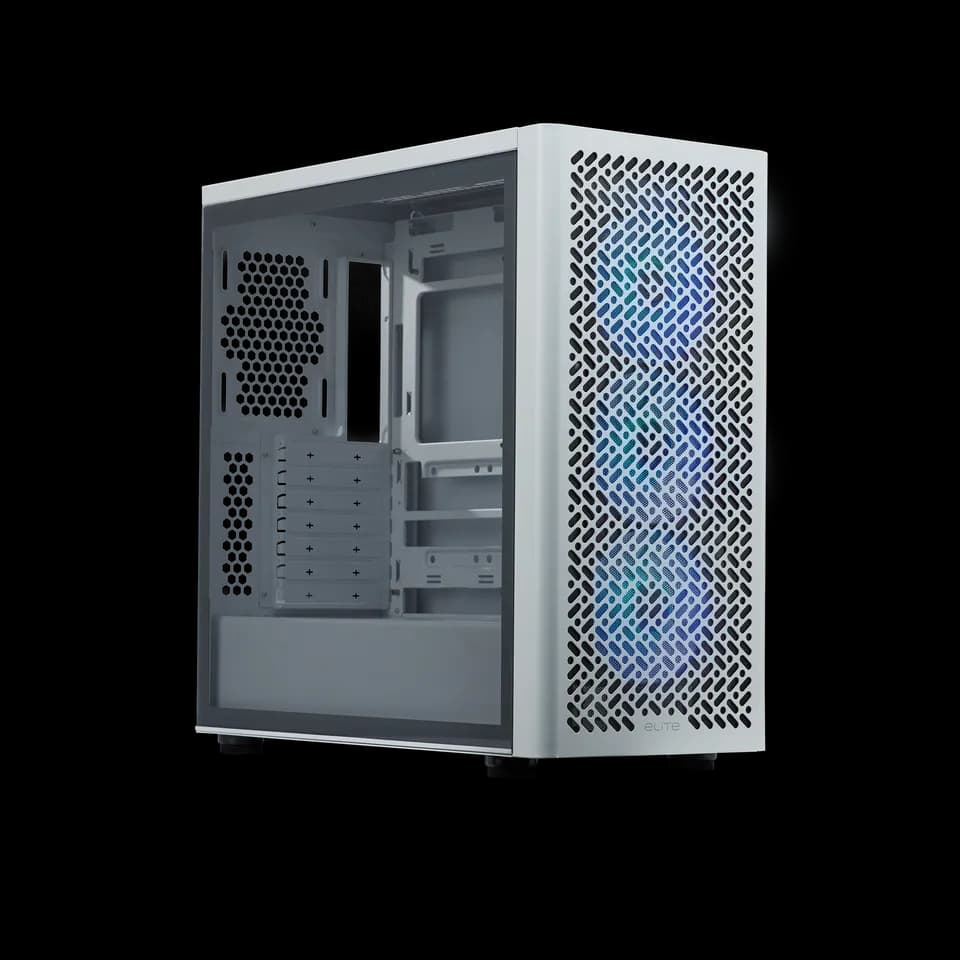Gabinete Cooler Master Elite 502 lite, M-ITX/ M-ATX/ ATX/ E-ATX, 4 ventiladores, Blanco